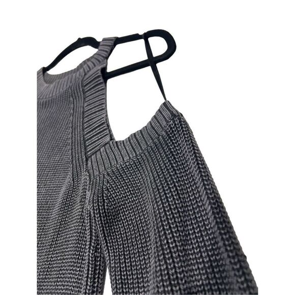 Rag & Bone Jean Womens Ribbed Knit Dana Cold Shoulder Sweater Dress Black Medium - Picture 5 of 7